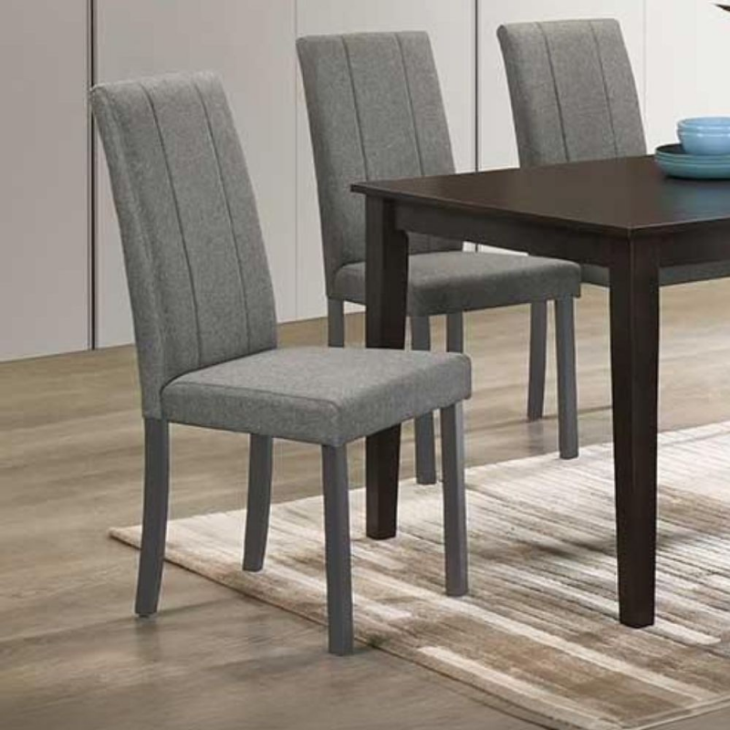 Set di 2 Sedie Tom in legno colore grigio con seduta in tessuto colore grigio