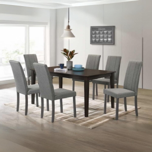 Zoom Set di 2 Sedie Tom in legno colore grigio con seduta in tessuto colore grigio