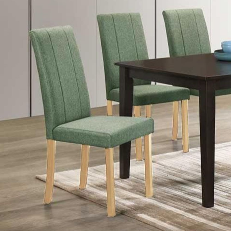 Set di 2 Sedie Tom in legno colore rovere con seduta in tessuto colore verde