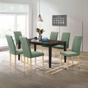 Zoom Set di 2 Sedie Tom in legno colore rovere con seduta in tessuto colore verde