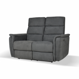 Divano Faber 2 posti con 2 recliner elettrici in tessuto dark grey