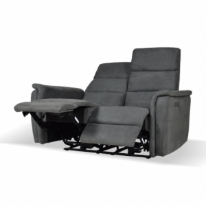 Divano Faber 2 posti con 2 recliner elettrici in tessuto dark grey