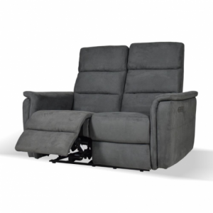 Divano Faber 2 posti con 2 recliner elettrici in tessuto dark grey