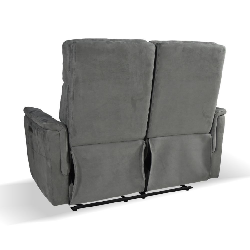 Divano Faber 2 posti con 2 recliner elettrici in tessuto dark grey