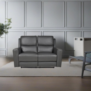 Divano recliner elettrici Claus 2 posti in vera pelle colore grigio scuro