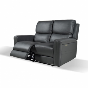 Divano recliner elettrici Claus 2 posti in vera pelle colore grigio scuro