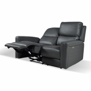 Divano recliner elettrici Claus 2 posti in vera pelle colore grigio scuro