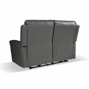 Divano recliner elettrici Claus 2 posti in vera pelle colore grigio scuro