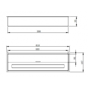 Bruciatore per camino a bioetanolo biocamino in acciaio inox 4,5 lt 61X18XH9,5 cm