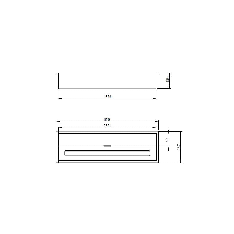 Bruciatore per camino a bioetanolo biocamino in acciaio inox 4,5 lt 61X18XH9,5 cm