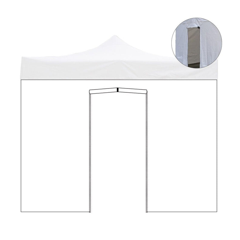 Telo laterale 6x2mt bianco impermeabile con porta avvolgibile per gazebo richiudibile 3x6mt