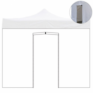 Telo laterale 4,5x2mt bianco impermeabile con porta avvolgibile per gazebo richiudibile