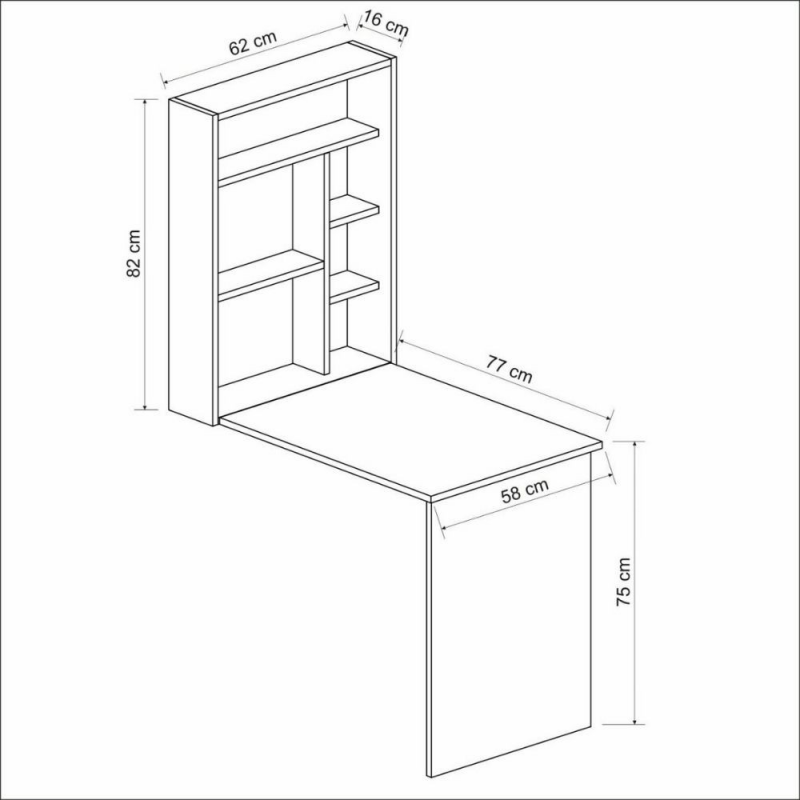 Scrivania da parete richiudibile Mina noce e bianco