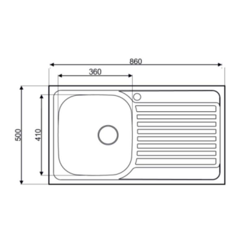 Lavello incasso cucina MP861VSX acciaio 86x50 cm una vasca e gocciolatoio sinistro