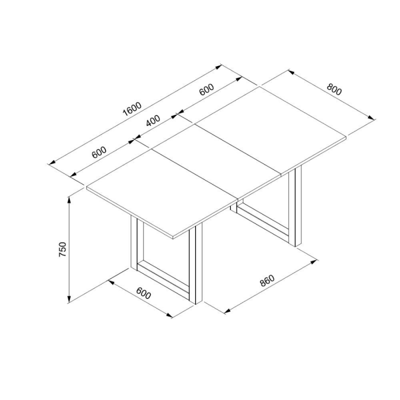 Tavolo allungabile Houston 80B con struttura bianca e piano sabbia 120x75x80 cm.