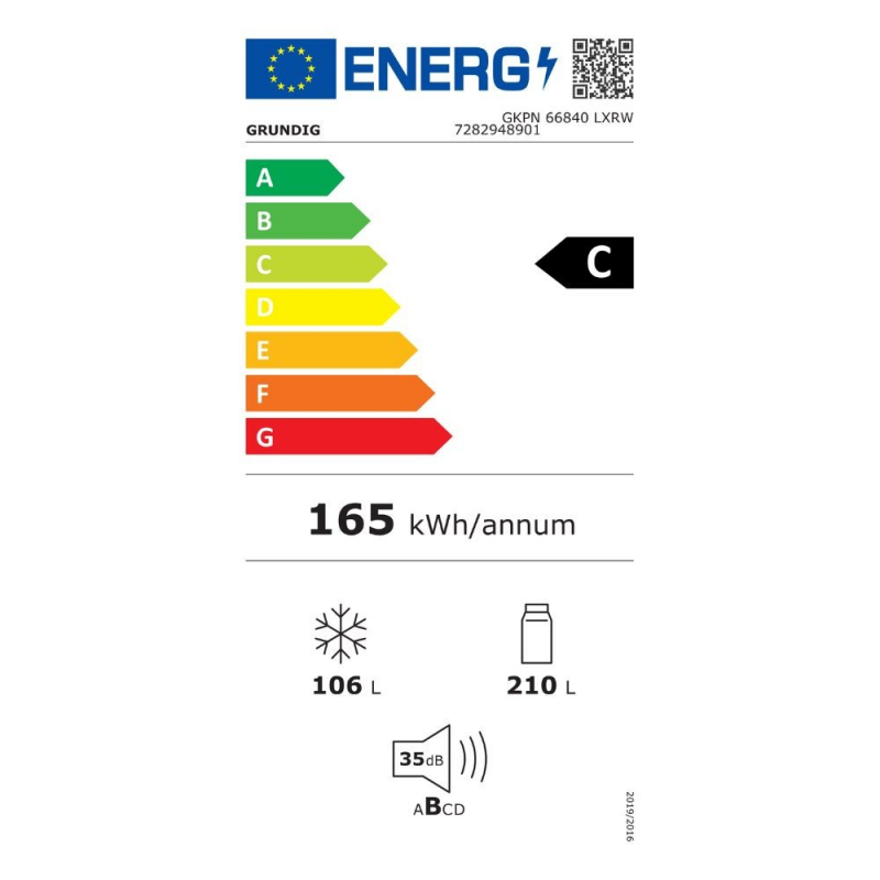 Frigorifero combinato Grundig GKPN66840LXRW libera installazione no frost 324 lt classe C dark inox