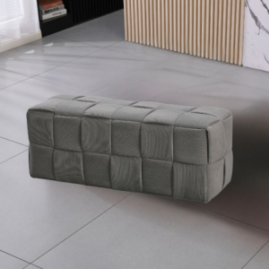 Pouf Den rettangolare effetto intrecciato colore grigio