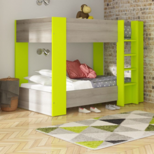 Letto a castello 2087 colore rovere grigio chiaro e verde lime