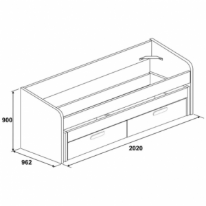 Letto singolo 1141 con letto estraibile e due cassettoni colore bianco e verde lime