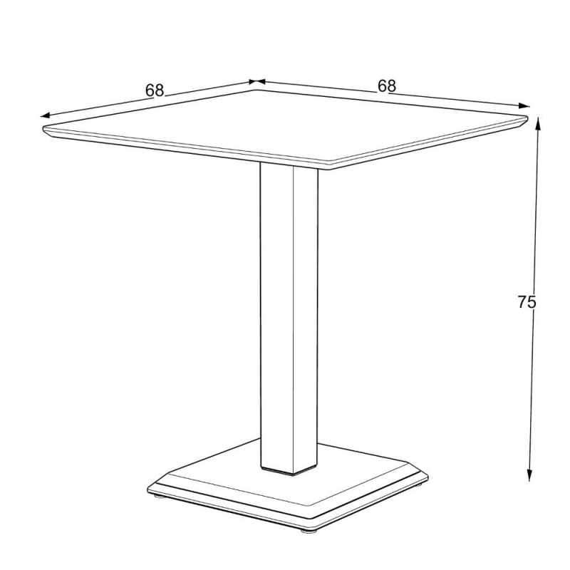 Tavolo quadrato Carvel in colore ossido 68x68x75 H cm.