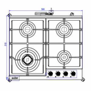 Piano cottura Samet Sansone a gas da incasso 4 fuochi 60 cm in acciaio