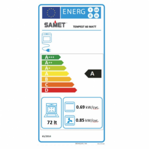 Forno elettrico Samet Tempest da incasso 60 cm. 69 lt vetro satinato temperato nero opaco classe A