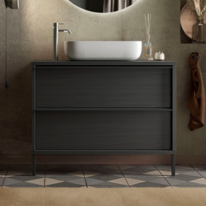 Mobile bagno Adam 79 con 2 cassetti nero frassinato e lavabo