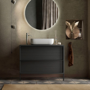 Zoom Mobile bagno Adam 79 con 2 cassetti nero frassinato e lavabo