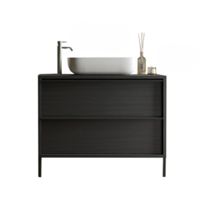 Mobile bagno Adam 79 con 2 cassetti nero frassinato e lavabo