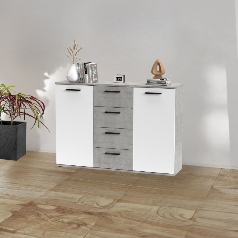 Credenza Berno colore cemento e bianco