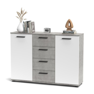 Zoom Credenza Berno colore cemento e bianco