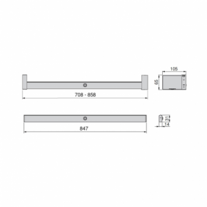 Barra appendiabili per armadi Castor con luce LED, batteria rimovibile e sensore di movimento, 858, Verniciato moka.