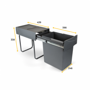 Pattumiera per raccolta differenziata 20L Recycle per cucina, fissaggio inferiore, estrazione manuale. Plastica grigio antracite