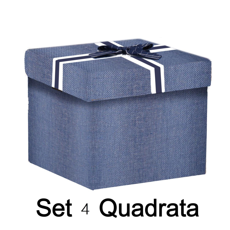 Scatola cartone 1-4 blu quadro cm 30x30h28