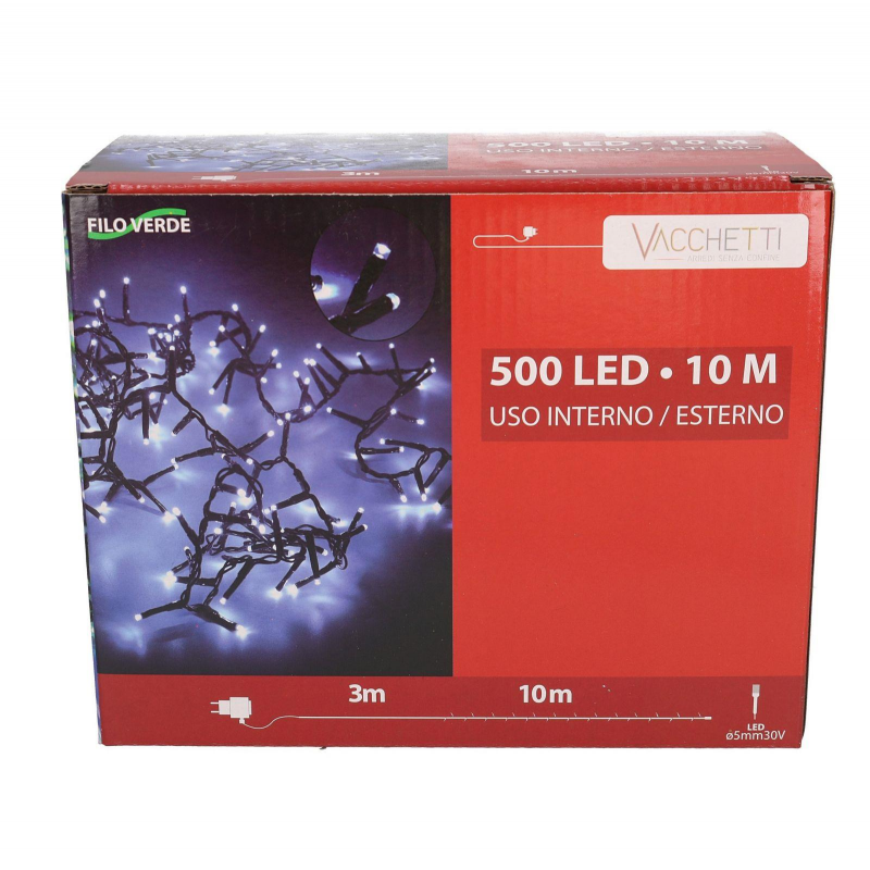 Luce filo 500 led bianco freddo luce fissa cm1000 al. fissa uso esterno