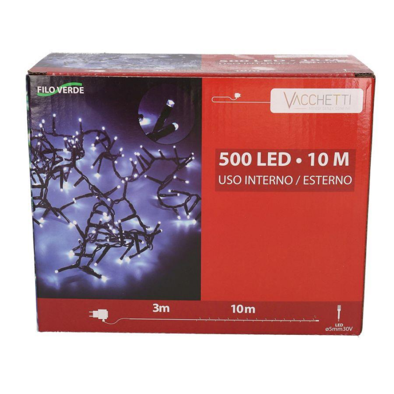 Luce filo 500 led bianco caldo luce fissa cm 1000 al. fissa uso esterno