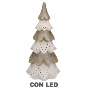 Albero ceramica bianco oro con led cm ø14h29