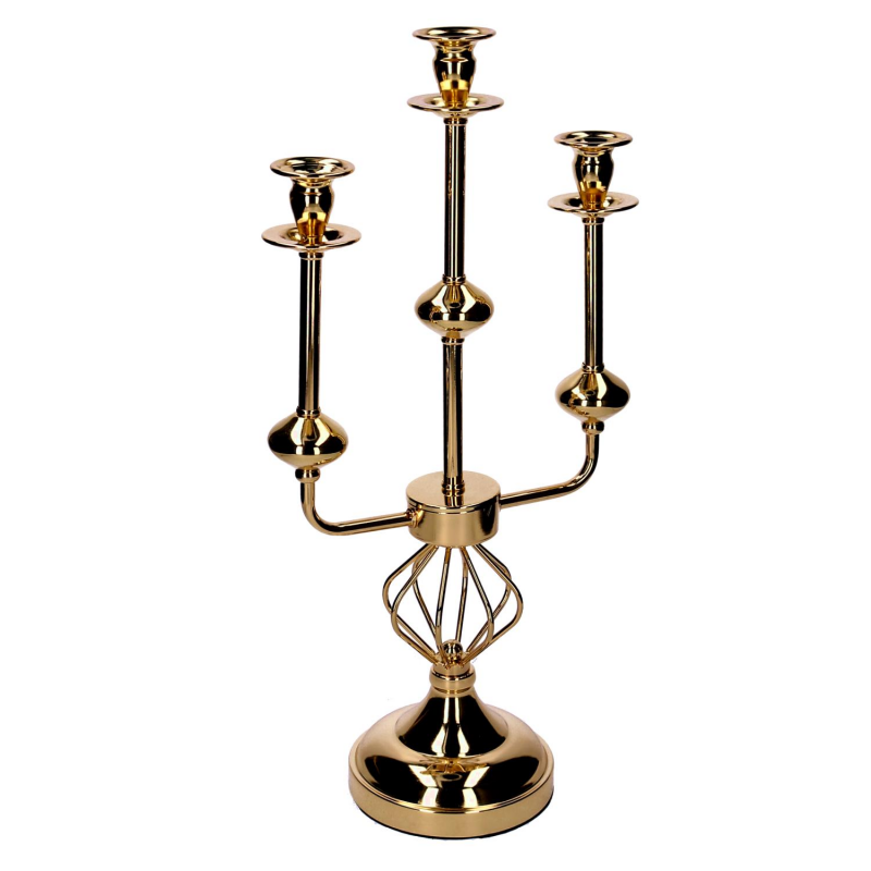 Portacandele candelabro metallo oro cm 26x14h51