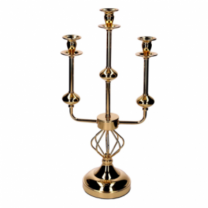 Zoom Portacandele candelabro metallo oro cm 26x14h51