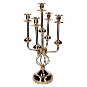 Portacandele Candelabro metallo oro cm 26x26h51