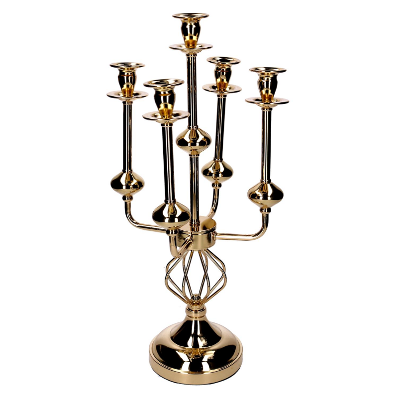 Portacandele Candelabro metallo oro cm 26x26h51