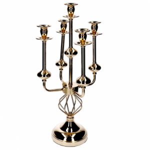 Zoom Portacandele Candelabro metallo oro cm 26x26h51