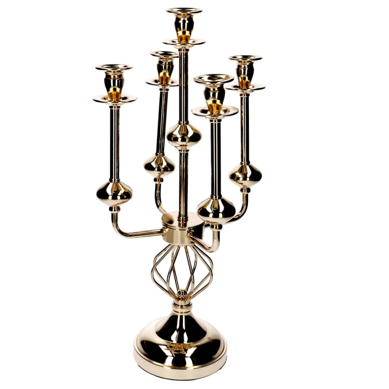 Portacandele Candelabro metallo oro cm 26x26h51