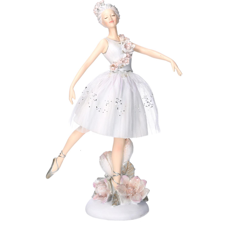 Statua resina ballerina bianco cm 17,7x9,5h27,2