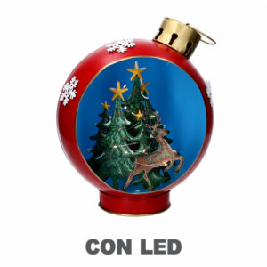 Sfera metallo renna con led rosso cm 25x30h40