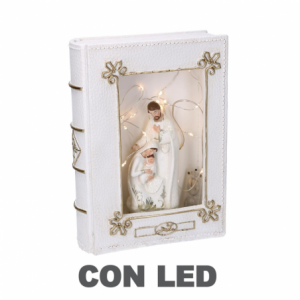 Libro resina natività led bianco cm 16x5,5h22,2