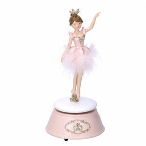 Carillon resina ballerina rosa cm 10,5x10,5h22,5