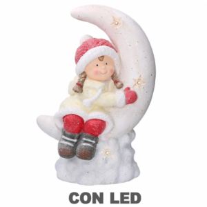 Bambina plastica luna led bianco cm 36,5x21h52