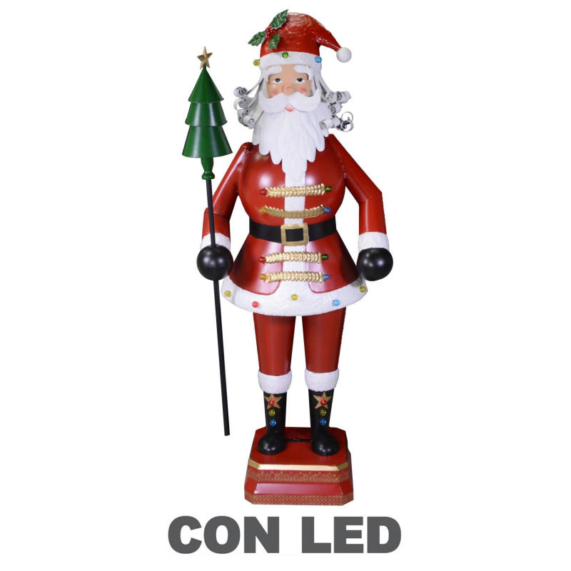 Babbo natale metallo led rosso cm 40x30h135