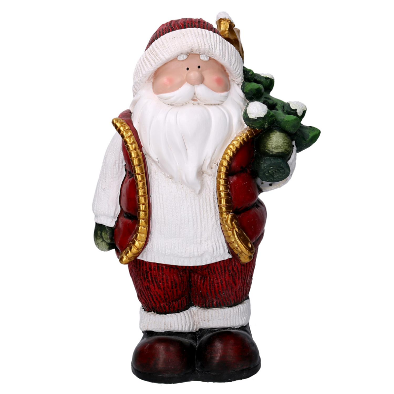 Babbo natale resina con albero rosso cm 28x18h42,5